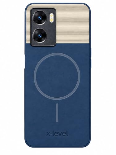 Image of Bintage Mac Safe Design Hard Slim Back Case | Soft Border Camera Protect | Dual PU Leather Finish Back Cover Compatible for Oppo A57 4G (2022) - Royal Blue