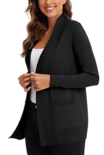 Urban CoCo Women's Lightweight Open Front Knit Cardigan Sweater Long Sleeve with Pocket3