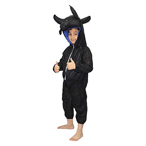 Image of Kaku Fancy Dresses Buffalo Farm Animal Costume for Kids - Black, 3-4 Years | Animal Fancy Dress for Boys & Girls
