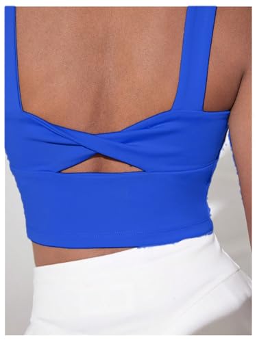 Image of WDIRARA Girl's Twist Back Sports Bras Backless Tank Top Workout Sports Shirts for Gym