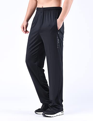 Zoulee New Men's Front Zipper Fly Open-Bottom Sweatpants Jogger Pants2