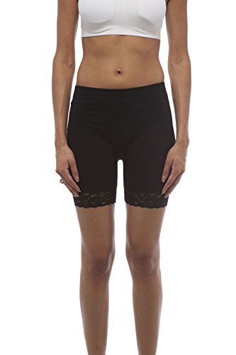 Hollywood Star Fashion Frauen Kurze Länge Slipshort Tanz Short Spitze Kontrast EIN Bein (OneSize, Schwarz)