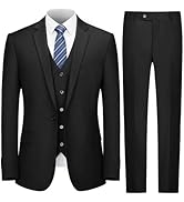 Cooper & Nelson Men's Suit Slim Fit, 3 Piece Suits for Men, One Button Solid Jacket Vest Pants wi...