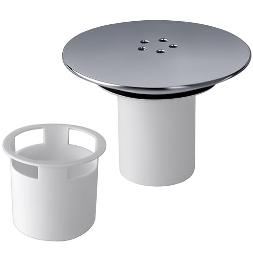 Chrome Shower Plughole Cover - 115mm Replacement for Fast Flow Drain Protection in Tray, Waste Trap, and Drain. Keep Clean Clog-Free Cap Tube Round (DOS/STC/CHR)