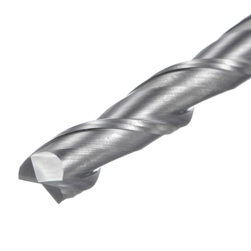 Image of uxcell Carbide Square End Mill, 3 /8 inch Diameter Uncoated 2 Flutes Milling Bit Cutter, for Aluminum Copper Non-Ferrous Metal, 3 /8 inch Shank 2-5 /16 inch Cut Length 6 inch Extra Long