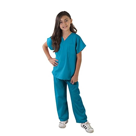Active Uniforms Kids Scrubs Set Super Soft Children Scrub Set Kids Doctor Dress up (2/3, Teal)