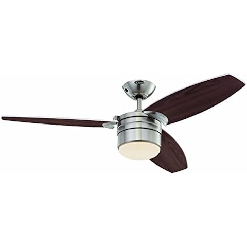 Westinghouse Lighting 122 cm Deckenventilator Lavada 78007 mit Einzelleuchte und drei Flügeln, Ausführung in seidenmattem Chrom Cover
