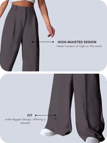 Image of GRECIILOOKS Women High Rise High Waist Trousers Flared Korean Style Formal Pants| Elegant Workwear for Office, College & Events (Available in Plus Size)