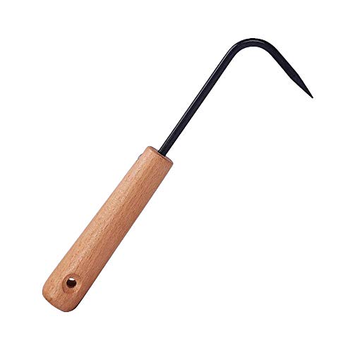 HiChuAng Weeding Tool Digging Cultivator Manual Weeders for Digging Weeding Loosening Soil for Patios, Cracks & Clay Soil - Stainless Steel Root Remover with Beechwood Handle(Black)