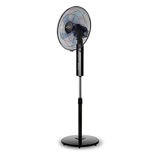 Orbegozo SF 0244 - Ventilador de pie, mando a distancia, silencioso, 240 V, 5 aspas 40 cm, apagado programable hasta 7.5 h, 3 velocidades, color negro