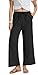 YOCUR Women Casual Drawstring Straight Leg Pants Cotton Linen Beach High Waisted Trousers Flowy Lounge Lightweight Pants Black XL