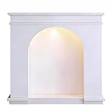 Salón Chimenea arqueada decorativa repisa de chimenea independiente con iluminación Decoración(Blanco,Medio)
