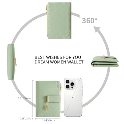 Image of SENDEFN Wallets for Women Leather RFID Blocking Credit Card Case Holder Purse Zipper Pocket with ID Window