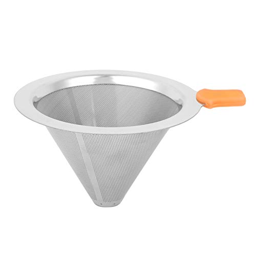 Filtro de café reutilizable de doble capa de acero inoxidable, filtro para de goteo para 1–2 personas, embudo de café de malla fina con diseño ecológico para uso en el (Naranja 1-2 personas)