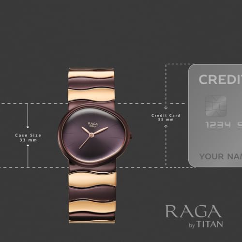 Image of Titan Raga Sierra with Prune Dial Prune&Rose Gold Brass Strap Watch for Women - 95389KM01