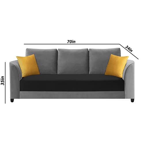 Image of Francis 3 Seater Sofa Set for Living Room (Black Grey Fabric)
