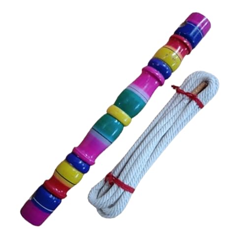 Image of Traditional Wooden Thottil Kambu Multicolor with Rope