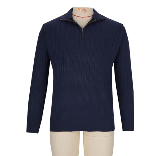 Men's Thermal Vertical Stripes Quarter Zip Sweaters, Outdoor Lightweight Long Sleeve Pullover, Mock Neck Sweaters3