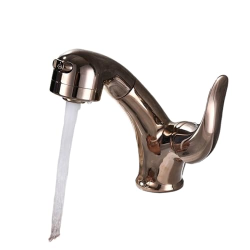 Grifo de latón negro elegante con monomando cromado extraíble para lavabo 5