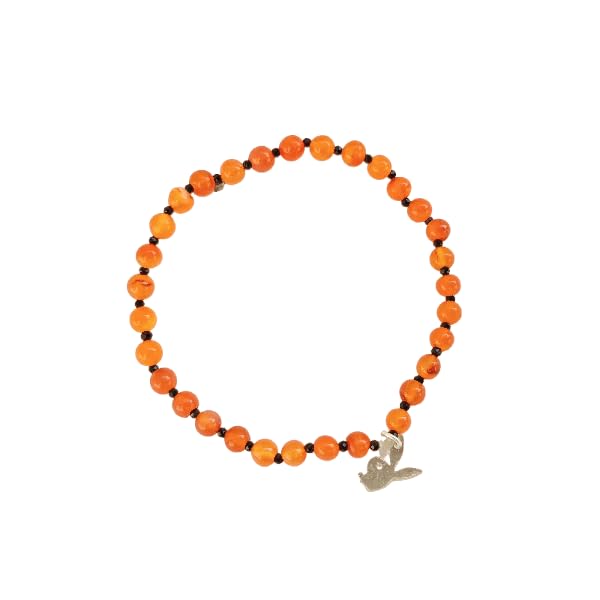 Bracelet en cornaline et spinelle avec breloque papillon en argent sterling