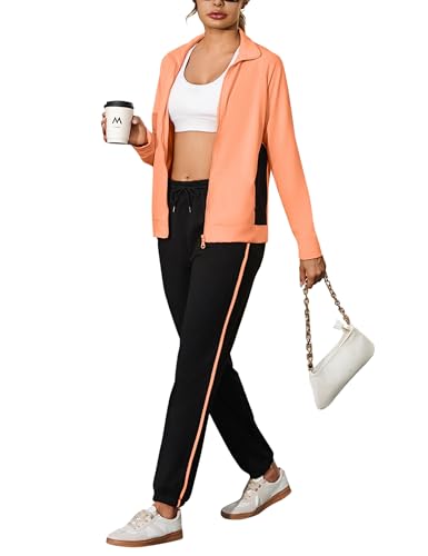 Uniexcosm Conjunto Chándal Mujer 2 Piezas Chándal Mujer Completo Conjuntos Deportivo Otoño Invierno Chaqueta con Cremallera y Pantalones Deportivos Rosa-1 L - imagen 2