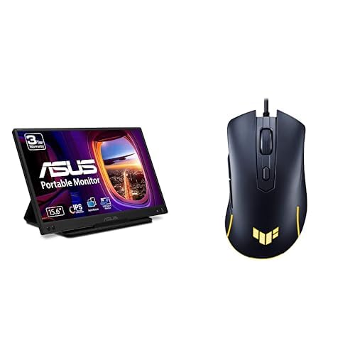 Image of Bundle of ASUS 15.6 inch 1080P Portable USB Monitor, IPS, USB Type-C, Anti-Glare Surface, Protective Sleeve + ASUS TUF Gaming M3 Gen II Gaming Mouse, Wired, 59g Lightweight, IP56 dust & Water Resistance