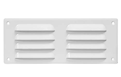 Haeusler-Shop - Rejilla de ventilaci�n (260 x 105 mm, metal, con protecci�n contra insectos, rejilla de escape), color blanco