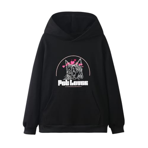 Image of WELAKEN Cat Print Hoodies for Girls Toddler & Kids II Little Girl's Pullover Tops Hoodies