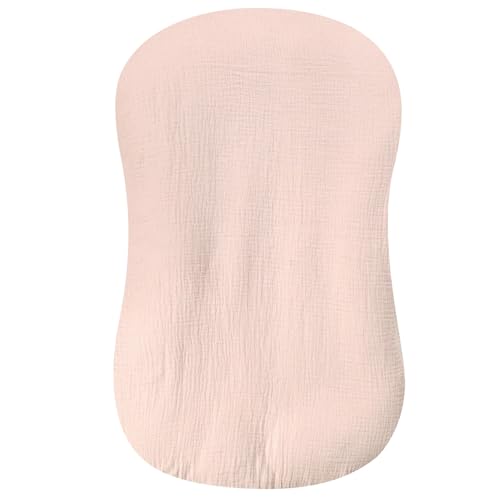 Hooyax Muslin Baby Lounger Cover 1 Pack, 100% Cotton Soft &amp; Breathable Infant Lounger Covers Only for Newborn (Light Pink)