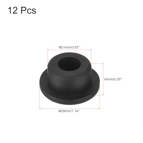 Image of uxcell High Temp Silicone Plug Mount Dia 21mm /0.83 inch t Shaped Rubber Stopper Hole Plugs for Powder Coating Plating Waterproof Plugs Sealing Plugs Black Pack of 12(OD 29mm)