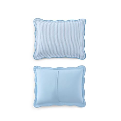 Image of Martha Stewart - Twin Cotton Percale Quilt with Sham, Reversible Bedding