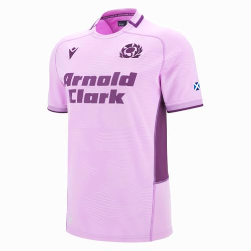 Macron Scotland SRU 2025/26 Mens Rugby Shirt - Home/Away (UK, Alpha, L, Regular, Regular, Purple - Away)