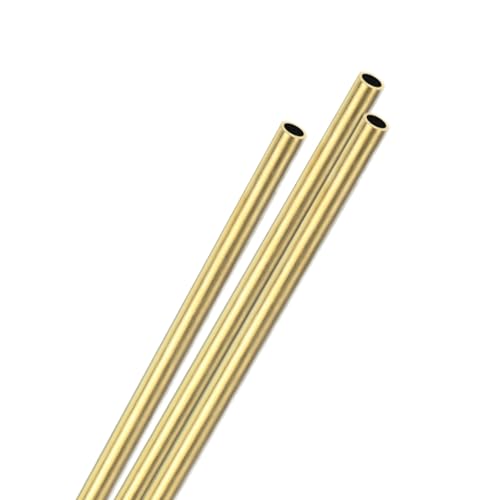 M METERXITY 3-Pack 200mm Brass Round Tube, 6mm OD 0.5mm Wall Thickness H65 Brass Seamless Tubing for Construction/Machining/DIY Crafting, Metal Straight Pipe [0.24x0.02x8IN]