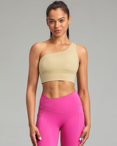 Image of Queenie Ke Womens One Shoulder Sports Bra Left Side Strap Yoga Bras Gym Training Workout Crop Tops