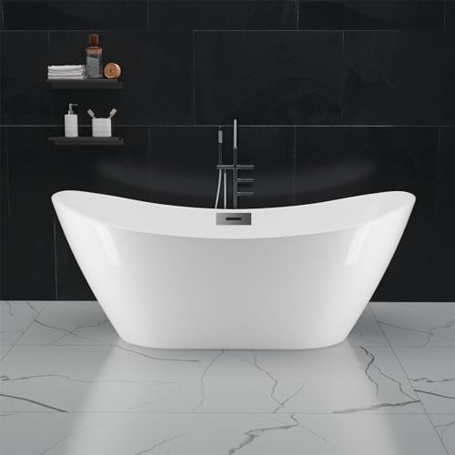 67' Freestanding Bathtub, Freestanding Soaking Bathtub with Double Wall Insulation, Ergonomic Deep...