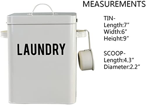 La Jolie Muse Laundry Detergent Powder Storage Tin Box, Farmhouse Laundry Room Decor, 9 Inch High, Cream #TOP6