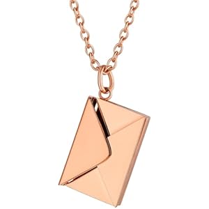 ChainsHouse Personalized Locket Necklace, Custom Envelope Necklaces with Photo Message Engraved for Women, Stainless Steel/Black/Gold/Rose Gold Plated Memorial Gift for Wife (with Gift Box)