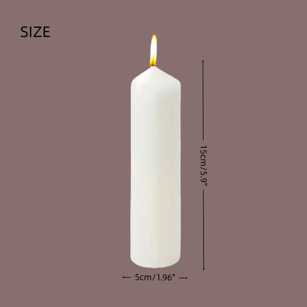 Zestaw świec z białym filarem - 2 bezzapachowe dekoracyjne, imprezy, duże świece, białe kolumny świec, prześwit świec kolumnowych lub kwanzaa, 6 cm x 15 cm (2 szt., 5 cm x 20 cm)