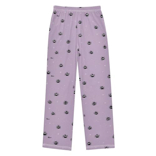 Cute Black Spiders Pajama Lounge Pants with Pockets Sleepwear Soft Elastic Waist PJ Bottoms 6-14 Years