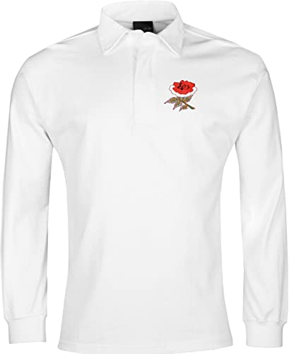 Old School Football England Retro   Camiseta de rugby de manga larga, color blanco (M)