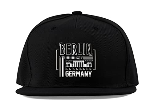 Casquette baseball Berlin en coton respirant contre la chaleur : visière plate noire