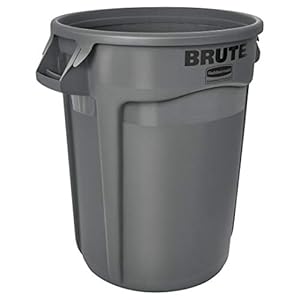 Rubbermaid Commercial Products BRUTE Heavy-Duty Trash/Garbage Can, 32-Gallon, Gray, Waste Container Home/Garage/Bathroom/Outdoor/Driveway