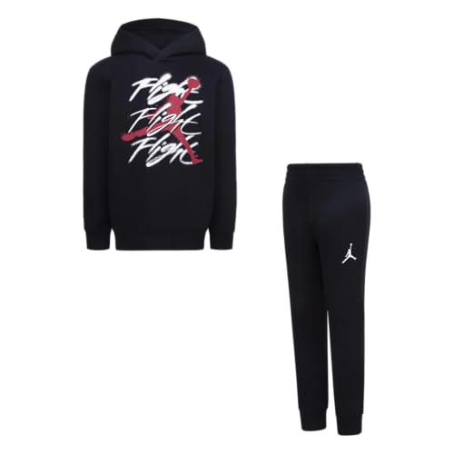 Nike Jordan Big Boys 2 Piece Set Hoodie & Pant Flight Spray Noir Black