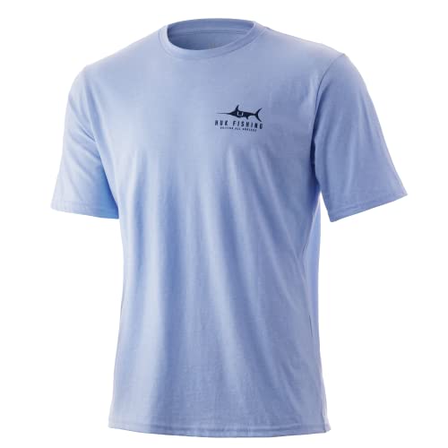 HUK Men s Standard Short Sleeve Tee | Performance Fishing T-Shirt, Sunset Marlin-Coastal Sky Heather, Large