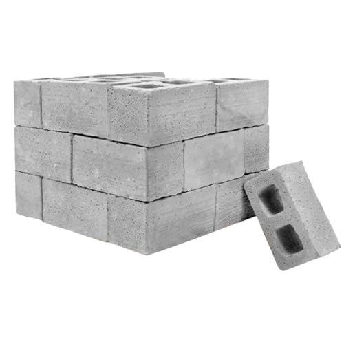 32Pcs Mini Cinder Blocks,Mini Bricks Miniature Cinder Blocks Concrete Tiny Cement Building for Tiny Bricks Dollhouse Accessories DIY Construction Office Desk Toys Supplies