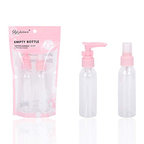 2Pcs Transparent Plastic Fine Mist Spray Bottle, 60ml Clear Empty Fine Mist Plastic Mini Travel Bottle, Reusable Portable Travel Empty Plastic Split Bottle Containers for Liquid and Gel
