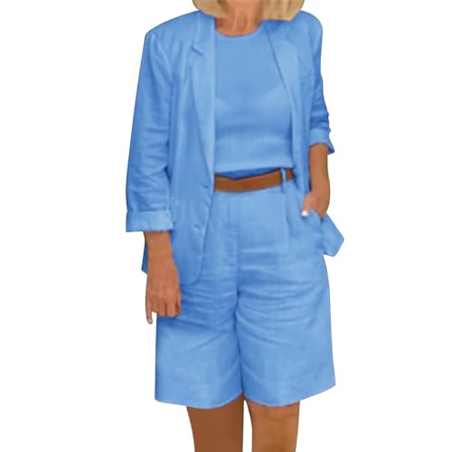 Womens 2 Piece Blazer Shorts Sets Long Sleeve Outfits Blazer Sets Office Lounge Matching Sets