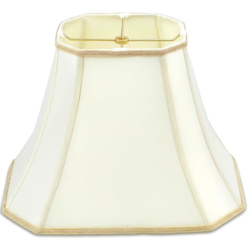Image of Glooglitter Set of 1 Bell Lamp Shade 6.25 inch x 8 inch Top 11 inch x 16 inch Bottom 12 inch High (Spider) Rectangle Cut Square Replacement Vintage Silk Lampshade for Table Floor Living Room Bedroom (Eggshell)