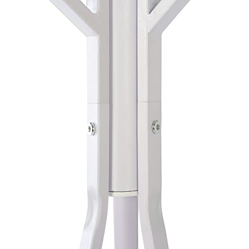HOME BI Coat Rack Hat Stand Free Standing Display Hall Tree Metal Hat Hanger Garment Storage Holder with 9 Hooks for Clothes Hats and Scarves in Black,17.72" Wx17.72 Dx70.87 H (White)