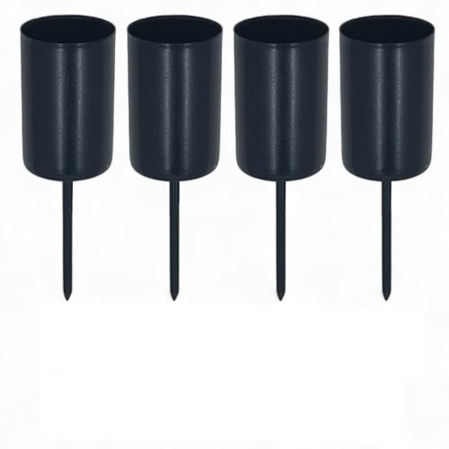 MIJOMA Pack of 4 Stylish Advent Candle Holders with Metal Pin - Taper Candle Holders Candle Plugs for the Perfect Advent Wreath and Advent Arrangement for Christmas (Black, Diameter 2.5 cm - 6 cm)